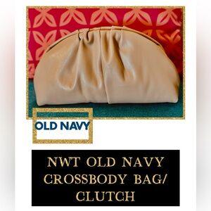 NWT Faux-Leather Gathered Clutch Crossbody Bag
